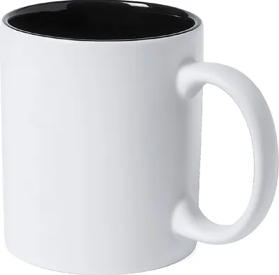 Produktbild von Keramiktasse / Kaffeetasse / 350 ml / Farbe: aussen weiß, innen schwarz