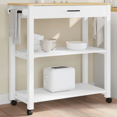 Obrázek produktu pro Kuchyňský vozík monza masivní borové dřevo Bílá / 84 x 40 x 90 cm