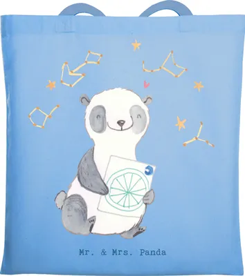 Produktbild von Mr. & Mrs. Panda Jutebeutel Panda Astrologie - Sky Blue - Geschenk, Sternbilder, Shopping Tasche, totebag, Horoskop, Laptoptasche, Schultasche, Einkaufstasche