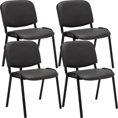 Produktbild von CLP 4er Set Besucherstuhl Ken Kunstleder stapelbar und mit modernem Design grau