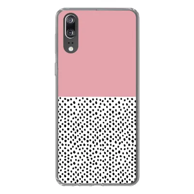 Produktbild von MuchoWow® Handyhülle Schutzhülle Hülle für Huawei P20 Polka dots - Schwarz - Rosa Silikon Softcase Handy Hülle - Hardcover