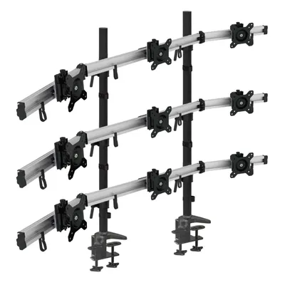 Produktbild von HFTEK MP290C-N - Neunfacher Monitorarm Tischhalterung aus Aluminium für Bildschirme bis 27 Zoll und 5 kg, Flexibel und Platzsparend