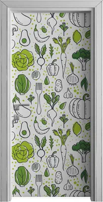Produktbild von Tür Selbstklebende 90x210 cm Türfolie Türtapete Klebefolie - Frisches Gemüse
