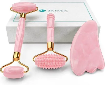 Productafbeelding van Famanu gezichtsmassageapparaat – apparaat voor huidverjonging – massageapparaat – rozenkwarts
