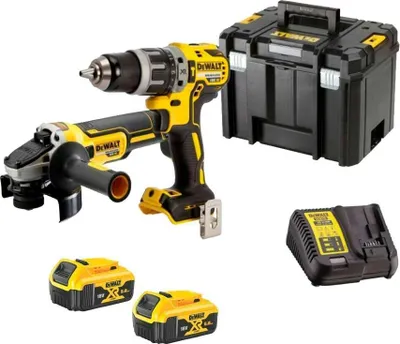 Image de Pack 2 outils 18V DEWALT DCK2080P2T-QW : perceuse-visseuse DCD796 et meuleuse Ø125mm DCG405