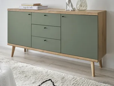 Produktbild von Sideboard "Juna" in Salbei und Eiche Kommode skandinavisch 160 x 83 cm