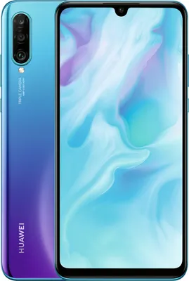 A Huawei P30 Lite smartphone shown from the back and front.