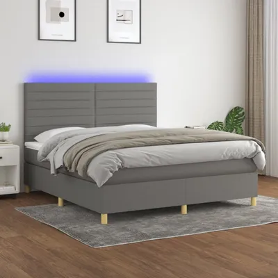 Produktbild von Maison Exclusive - Boxspringbett mit Matratze & LED Dunkelgrau 180x200 cm Stoff