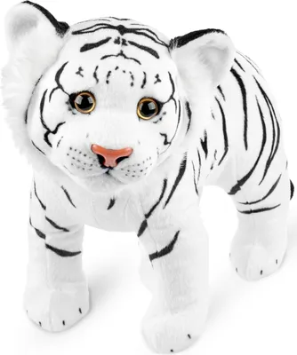 Immagine prodotto di BRUBAKER Peluche tigre - Peluche 30 cm - Peluche per bambini grande gatto in piedi - Peluche per bambini, bianco