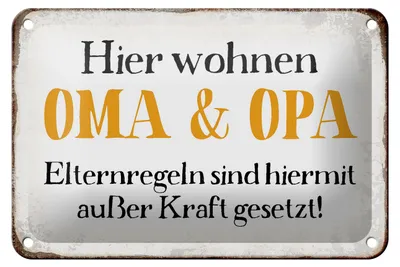 Produktbild von Blechschild Spruch 18x12cm hier wohnen Opa und Oma Retro