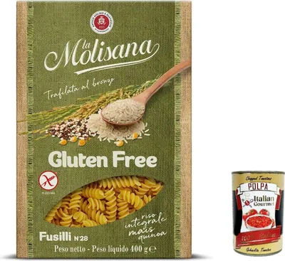 Produktbild von 20x La Molisana, Fusilli n. 28 Senza glutine, Gluten frei Pasta mit voller Reis, Mais und Quinoa, gluten free, 400 g + Italian Gourmet polpa 400g