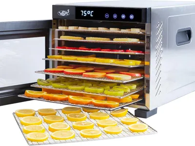 Image de Déshydrateur alimentaire électrique - 7 plateaux en acier inoxydable - 650W - Minuteur de 24 heures - Température réglable de 35°C à 75°C