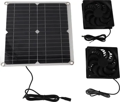 Zdjęcie produktu dla wentylator zasilany panelem słonecznym 12 W 12 V Wydajna konwersja energii Zestaw podwójnego wentylatora z panelem słonecznym