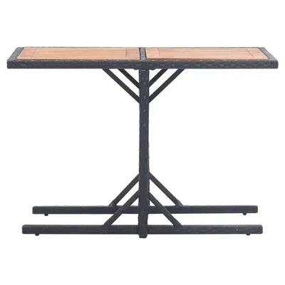 Image de vidaXL Table de jardin noire en bois massif d'acacia et poly rotin