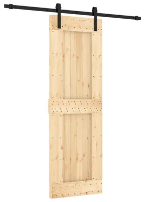 Image de Porte coulissante « Naturel » et « Noir », 70 x 210 cm, pin massif