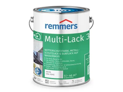 Produktbild von Remmers Multi-Lack 3in1 weiß (RAL 9016) 5 l, Lackfarbe