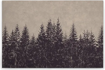 Produktbild von Leinwandbild Bäume 60 x 90 cm - Wandbild Wald Beige Schwarz - Keilrahmen Natur Wohnzimmerdeko Wanddeko Wandgemälde