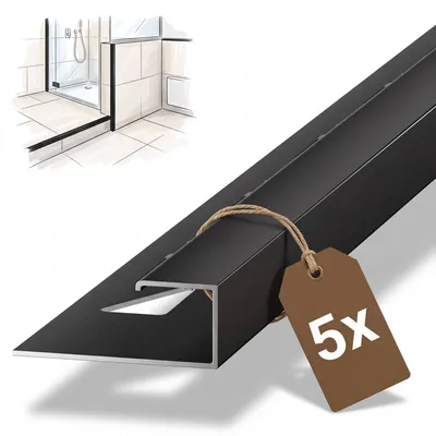 Produktbild von Dalsys 5x Fliesenschiene Eckprofil 2,5m x 12,5mm Schwarz Alu
