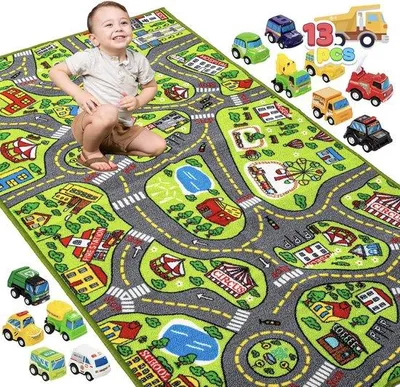 Image de Tapis de jeu avec 12 voitures pour les enfants à partir de 3 ans