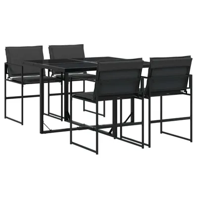 Produktbild von vidaXL 5-tlg. Garten-Essgruppe mit Kissen Schwarz Textilene
