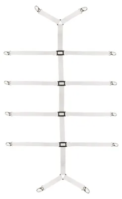 Produktbild von Verstellbare Spannbettlakenhalter, Matratzenhalter, elastische Spannbettlakenhalter mit Metallclips für Bettlaken, Matratzen oder Sofas (weiß)