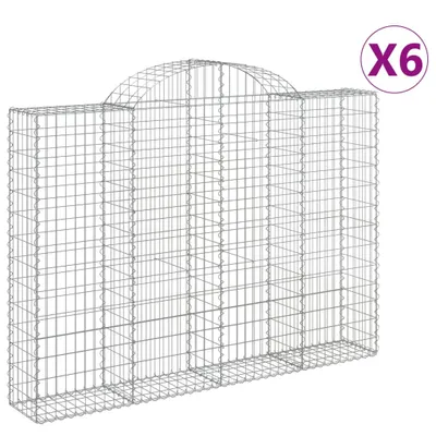 Produktbild von Gabionen mit Hochbogen 6 Stk. 200x30x140/160cm Verzinktes Eisen
