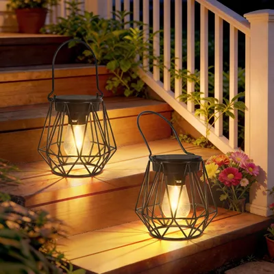 Produktbild von Kimjo Solarlaterne für Außen, Solarlampen für Außen Garten Hängend/Stehend, IP65 Wasserdicht Solarleuchten für Aussen, Moderne Außenleuchte Solar Laternen mit Sechseckiges Gitter für Terrasse Balkon