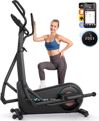 Produktbild von Heimtrainer Crosstrainer, Ellipsentrainer für Zuhause mit APP, 16 Widerstandstufen, Selbstgenerierend, mit Bluetooth, bis 180kg belastbar