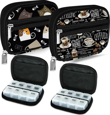 Produktbild von Serfeymi Tablettenbox 7 Tage Klein Medikamentenbox Pillenbox - Fischöl-Schwarz