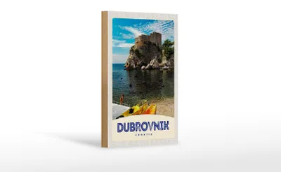 Produktbild von Holzschild Reise 12x18 cm Dubrovnik Kroatien Meer Architektur