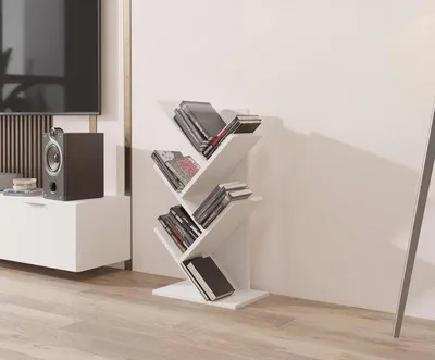 Zdjęcie produktu dla Biały regał z 5 półkami do biura lub salonu