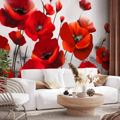 Produktbild von Vlies Fototapete - Poppies in the Moonlight 350x245 cm Blumen 10110906-23