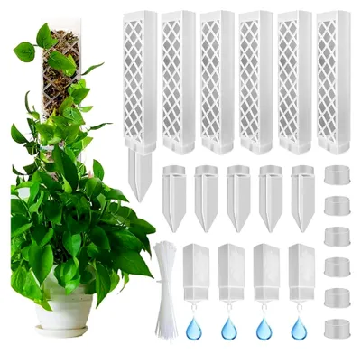 Produktbild von Rankhilfe mit Moosstab für Monstera - Kunststoff Pflanzenstab mit Gießhilfe