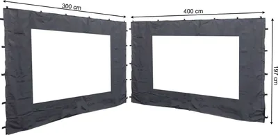 Produktbild von 2 Seitenteile mit PE Fenster 300/400x197cm für Rank Pavillon 3x4m Seitenwand Anthrazit RAL 7012