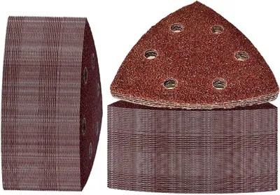 Produktbild von Schleifpapier Dreieckschleifer | Schleifdreiecke 120 Körnung | 60 Stück | Schleifpapier Klett | Deltaschleifer Schleifpapier | Schleifpapier für Dreieckschleifer | Schleifdreiecke 93x93x93