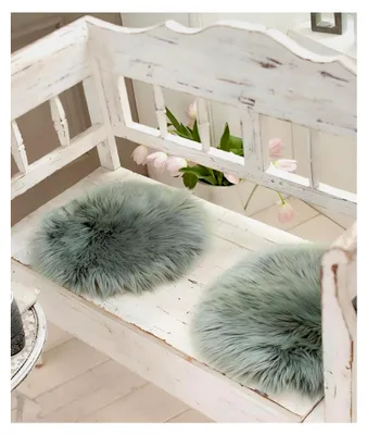 Produktbild von Deko-Fell Aqua grau-blau, rund, Ø 35 cm, Sitzkissen, Kunstfell