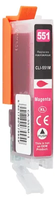 A magenta ink cartridge for a printer.