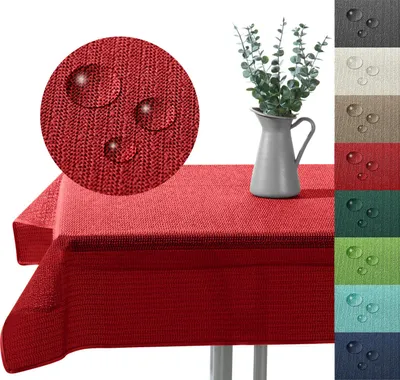 Produktbild von heimtexland ® Outdoor Tischdecke Gartentischdecke wasserfest wetterbeständig rutschfest waschbar Outdoortischdecke Weichschaum Garten Balkon Camping Party Tischdeko Typ883 rot 130x220 cm eckig