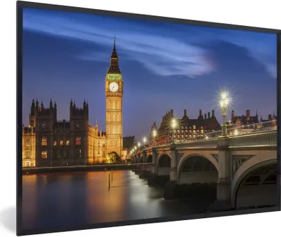 Produktbild von MuchoWow® Gerahmtes Poster Bunte Wolkenformation über Big Ben in London 30x20 cm - Poster mit Schwarzem Bilderrahmen Wandposter Rahmen Foto Bilder - Kunstdruck - Bild-Poster