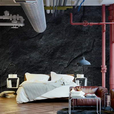 Produktbild von Muralo XXL Selbstklebende FOTOTAPETE Dunkelgrau STONE 3D Effekt Dekor (B) 368 cm x (H) 280 cm Tapete Wandtapete WOHNZIMMER SCHLAFZIMMER 4787