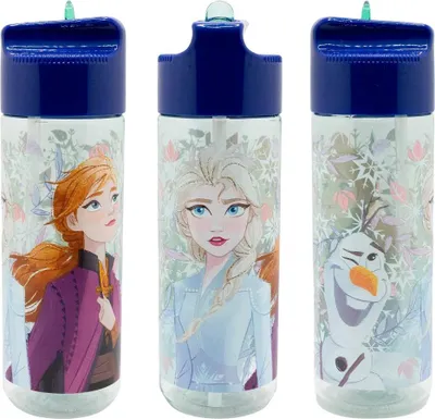 Produktbild von Disney Die Eiskönigin Elsa Anna Kinder Trinkflasche Flasche mit Halm 430 ml