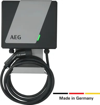 Produktbild von AEG Wallbox WB 11, Ladestation für Elektro/Hybrid-Autos, 11 kW 400 V, ohne FI Schalter, 3-phasig, 5m Ladekabel, Typ 2 Stecker, IP 45, LED-Statusanzeig