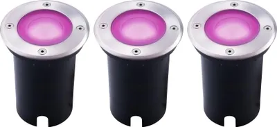 Produktbild von Ledvion 3er Set LED Bodenstrahler Außen IP67 4.9W GU10 RGB 1m Rund