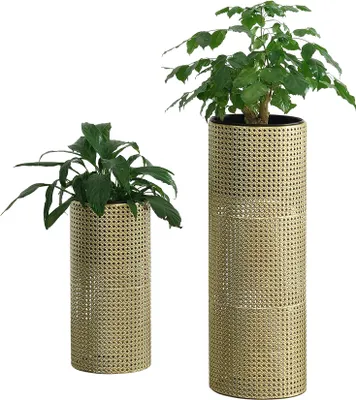 Produktbild von Pflanzständer Lüttich 2er Set Blumenständer-Set Pflanztopfhalter in 2 Größen Metall Schwarz/Goldfarben [en.casa]