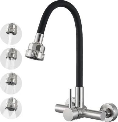 Produktbild von Schwarze 360° Flexischlauch Einhebelmischbatterie Edelstahl