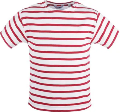 Produktbild von modAS Kinder T-Shirt mit Streifen Bretonisches Shirt - Streifenshirt Mädchen Jungen Baumwolle in Weiß / Rot Größe 98