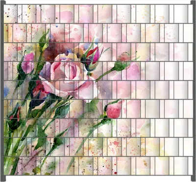 Produktbild von Wallario Zaunsichtschutz mit Motiv Abstraktes Blumenbuket für Ein- und Doppelstabmatten Zäune in der Größe 200 x 180 cm