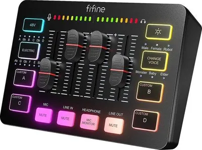 Obrázek produktu pro Profesionální herní audio mixážní pult – streamování – RGB – PC mixážní pult s mikrofonním rozhraním XLR – individuální ovládání – fantomové napájení 48 V – podcast – nahrávání – zpěv