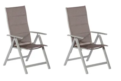 Produktbild von Merxx Gartensessel, klappbar, Rückenlehne verstellbar, 2er Set, silber/diamant - Aluminium/Textil