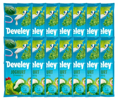 Mehrfach Verpackungsbild Develey Salatdressing Joghurt mit Zitronen Essignote 75ml 14er Pack